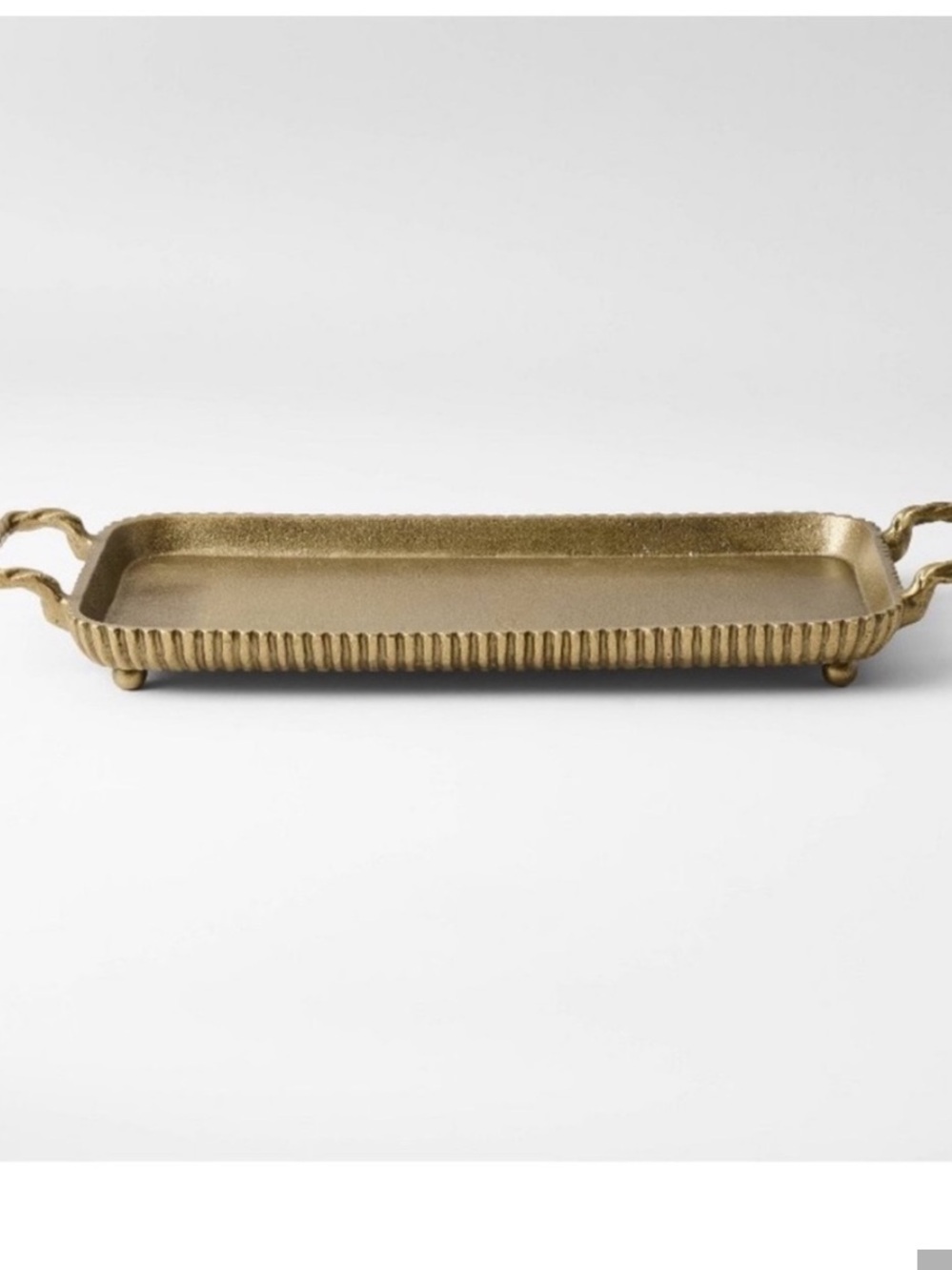Threshold Studio McGee Textured Gold Rectangular Serving Tray with Handles